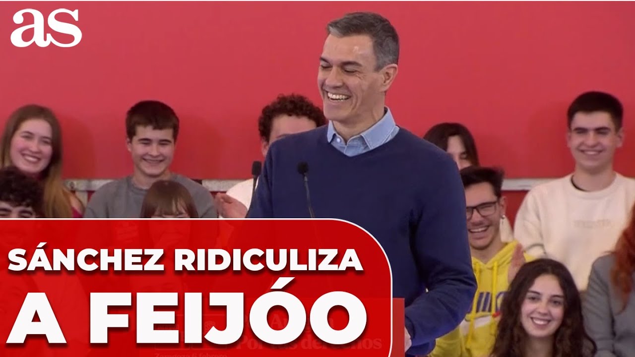 Pedro Sánchez se MOFA SIN PIEDAD de Feijóo por sus LAPSUS en el cierre de campaña en Aragón