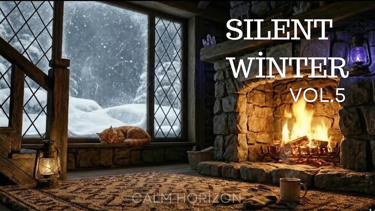 Cozy Fireplace & Sleeping Cat ❄️ Winter Night Ambience for Deep Work (Vol. 5)