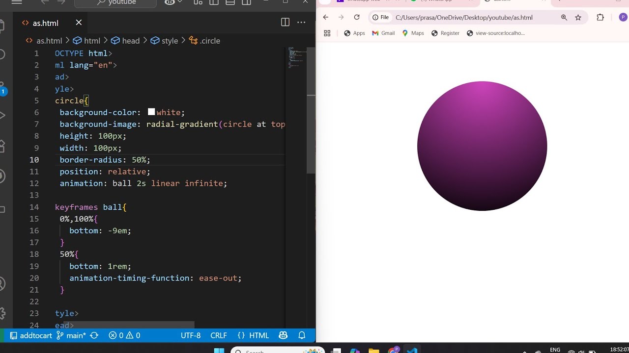 3D animation ball in html and css it's very easy #coding #html5css3