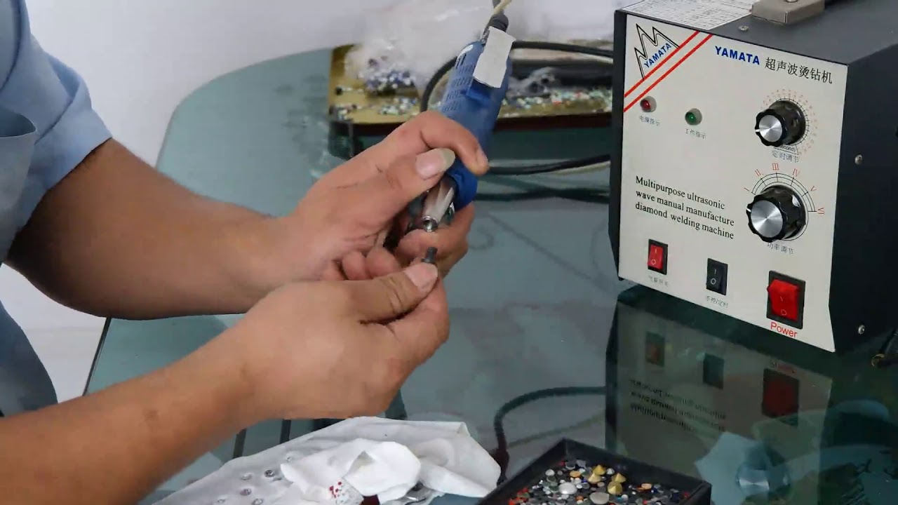 JingPin Rhinestones Ultrasonic Welding Operation, How to use Diamond Welding Machine
