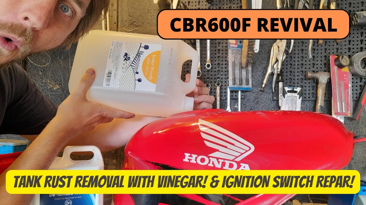 CBR600F Revival Part 6 - TANK RUST CLEAN WITH VINEGAR & IGNITION SWITCH REPAIR