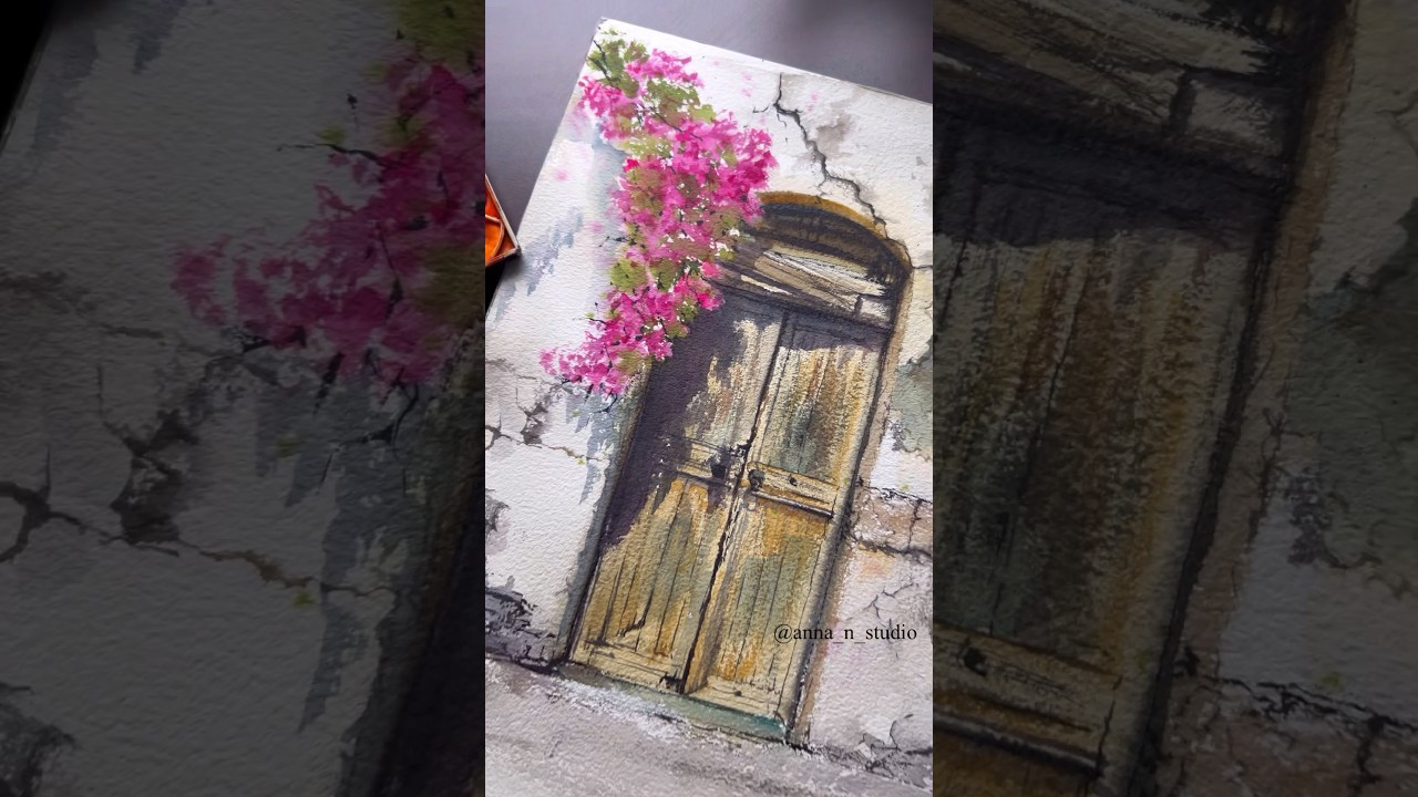 Old wooden door Watercolor #door #olddoor #art #watercolor