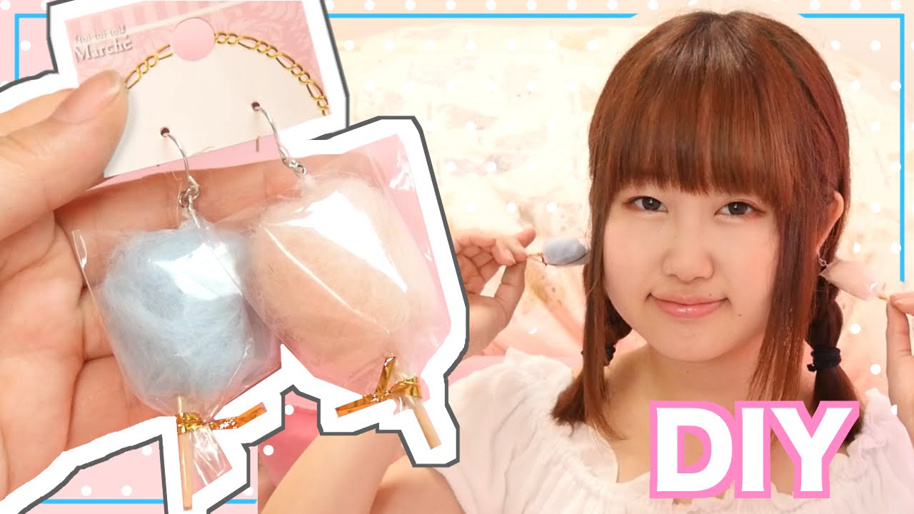 DIY miniature cotton candy earrings tutorial