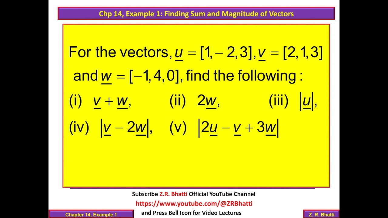 Chp 14, Example 1 Finding Sum and Magnitude of Vectors