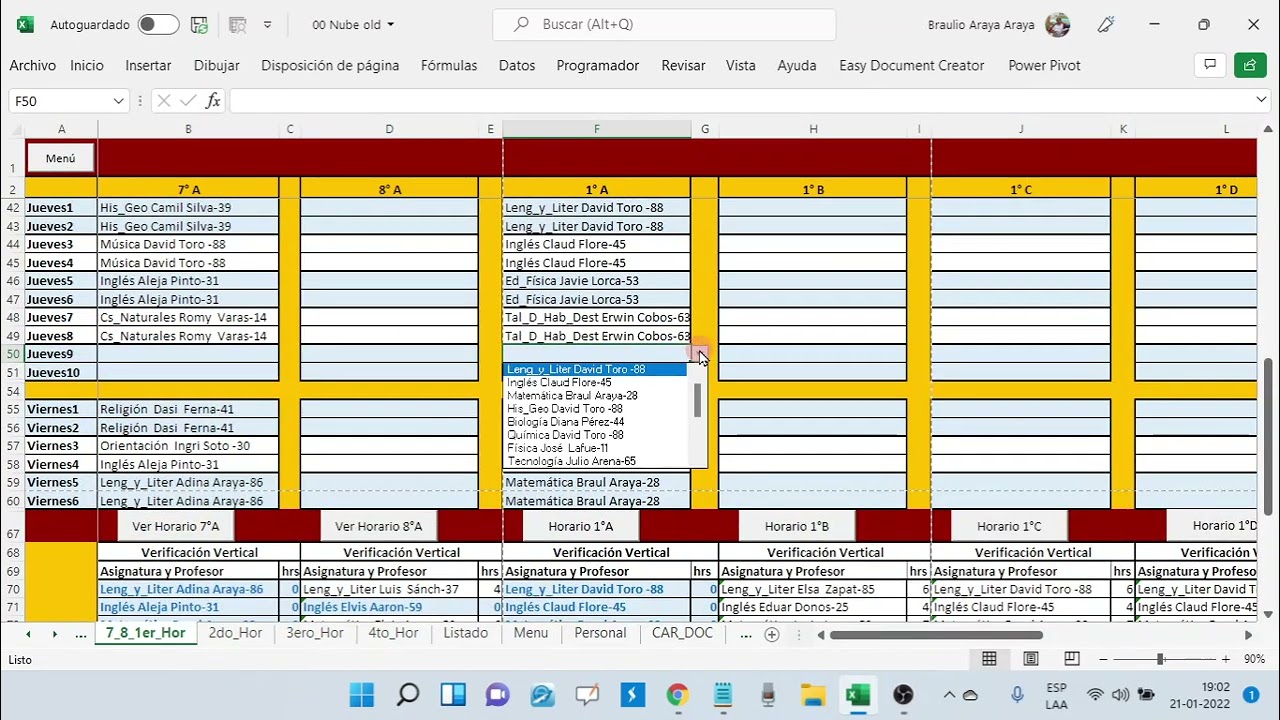 Generación de un Horario para un Colegio