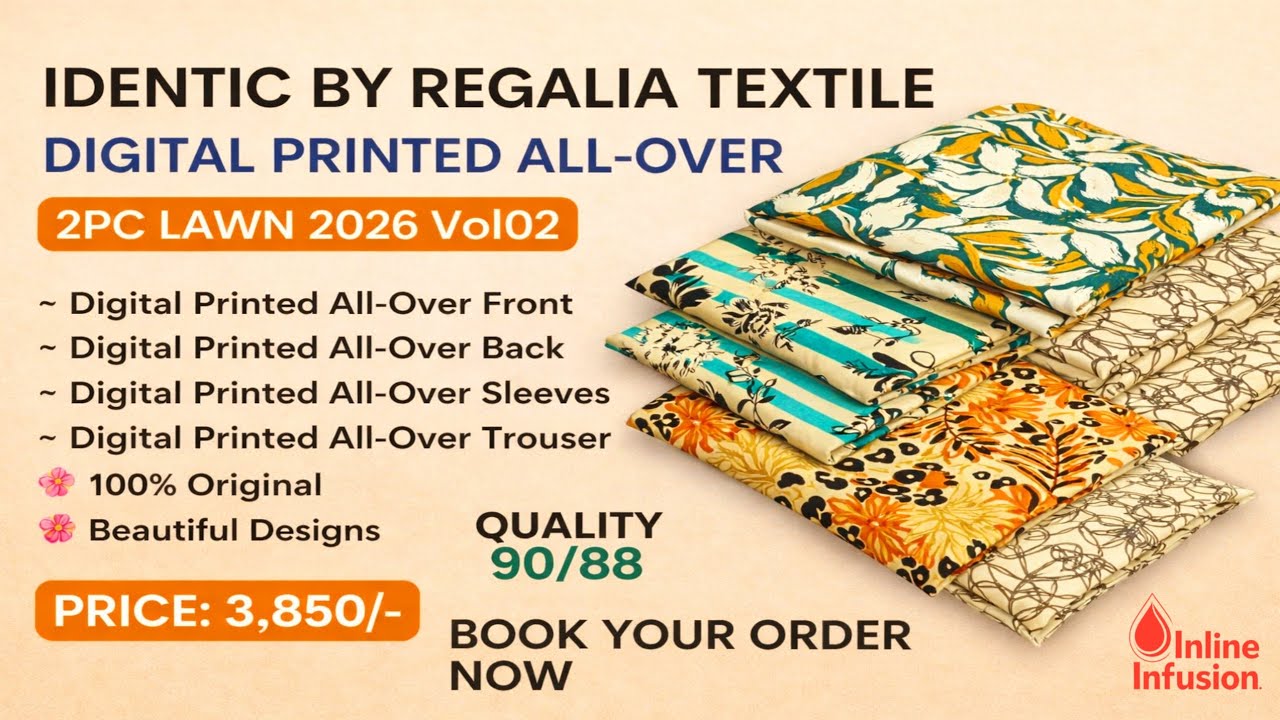 Identic by Regalia Textile 🌸 All-Over Digital Printed 2PC Lawn 2026 Vol-02 @InlineInfusion 