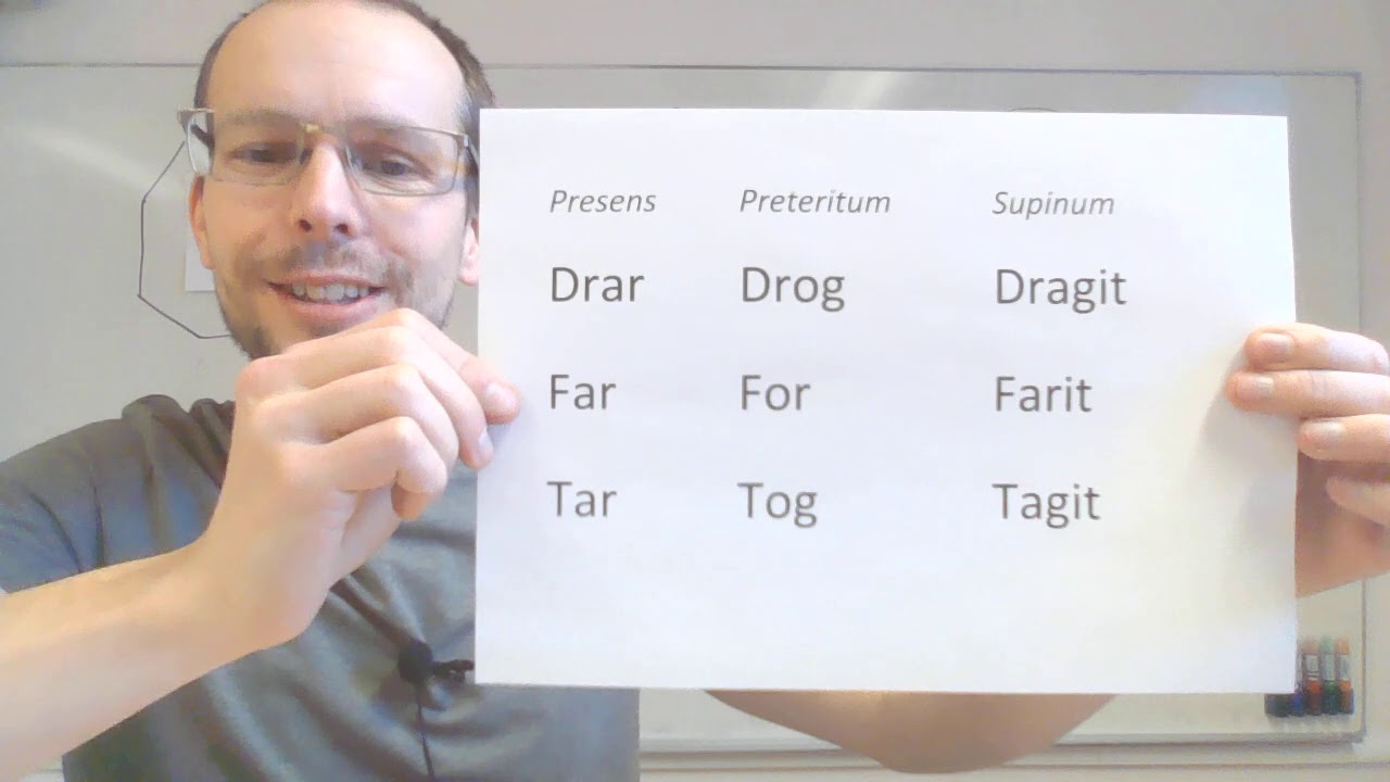 Träna oregelbundna verb (dricker, drack, druckit) (tar, tog, tagit)