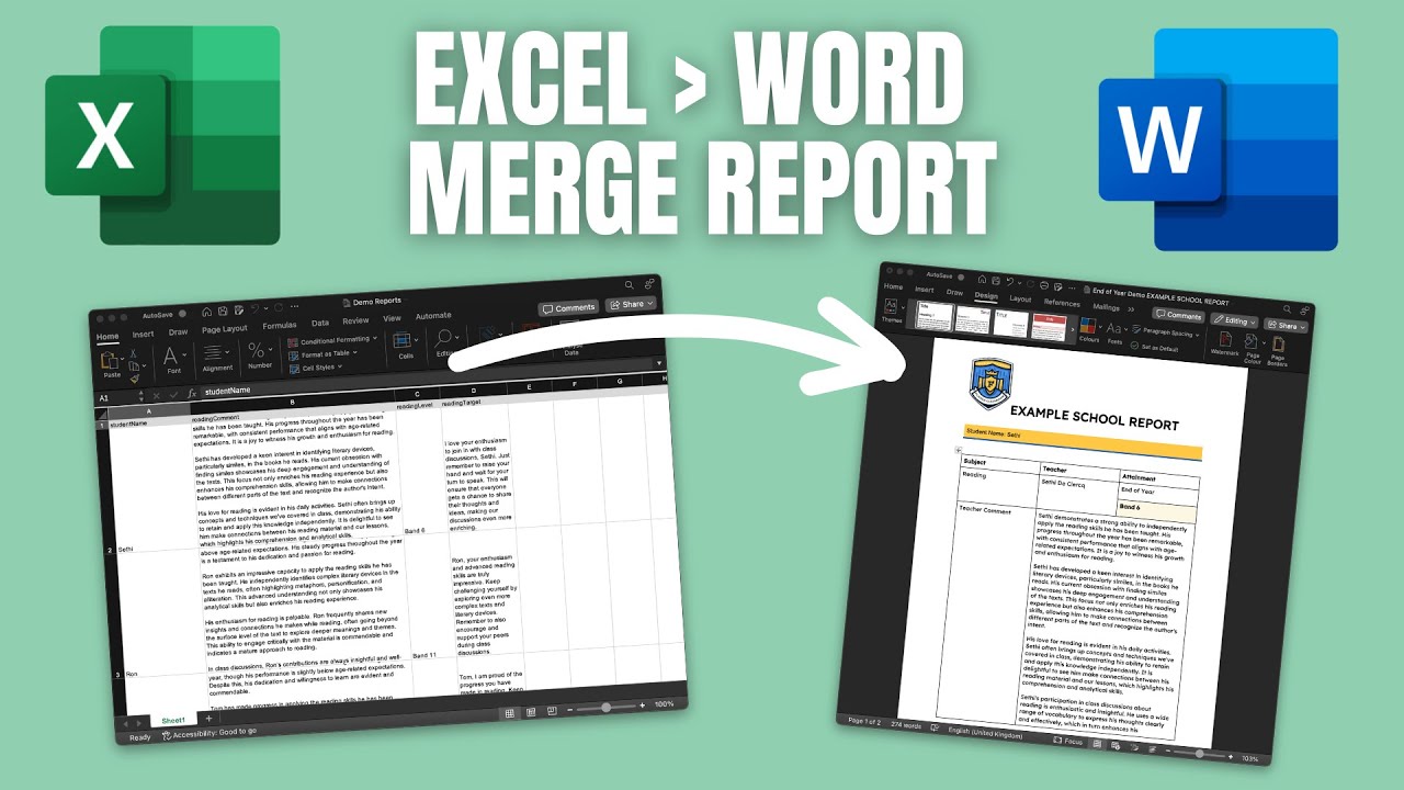 Создание отчетов Word из таблиц Excel (как использовать функцию Merge)