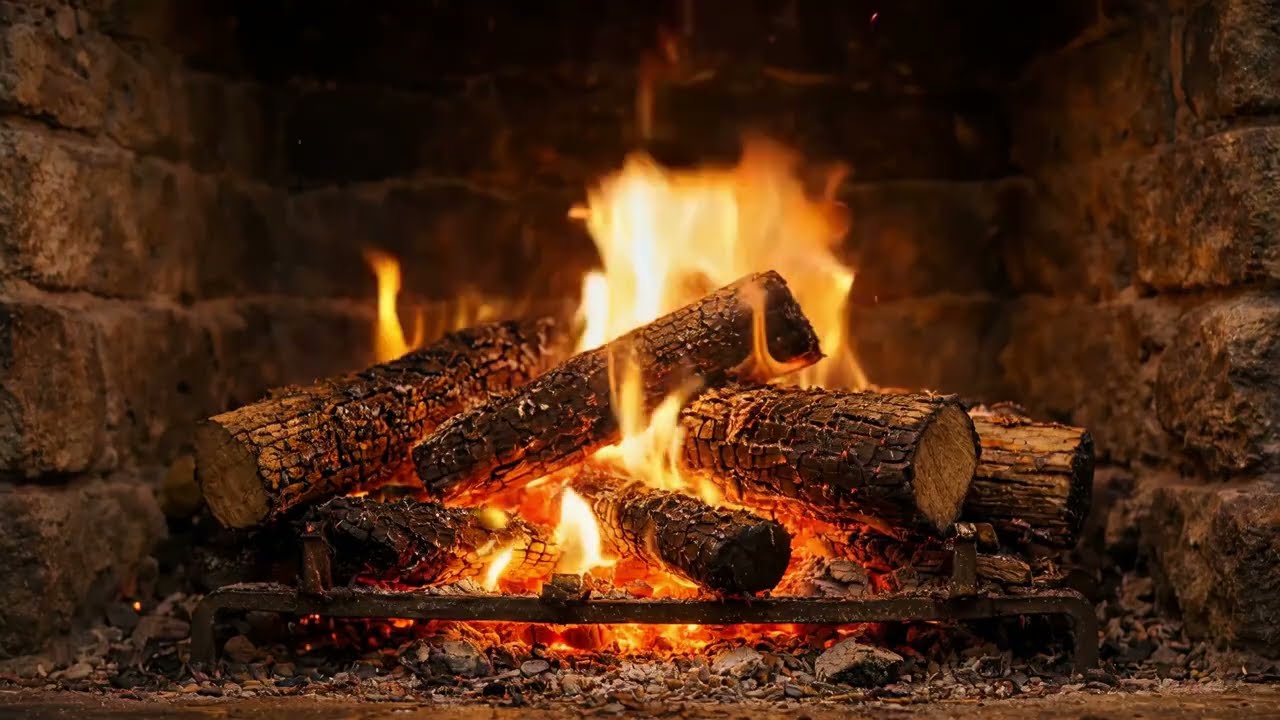 Fireplace Background at Night - Relaxing Ambience (No Music) | 7+Hours | HD