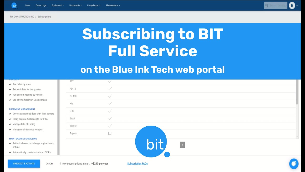 Subscribing to BIT Full Service on the Blue Ink Tech web portal