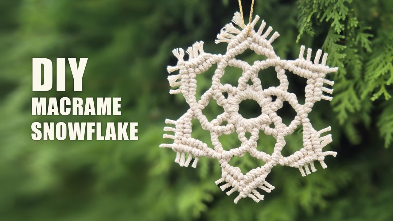 DIY Christmas Ornaments Macrame Snowflake Tutorial ❄️