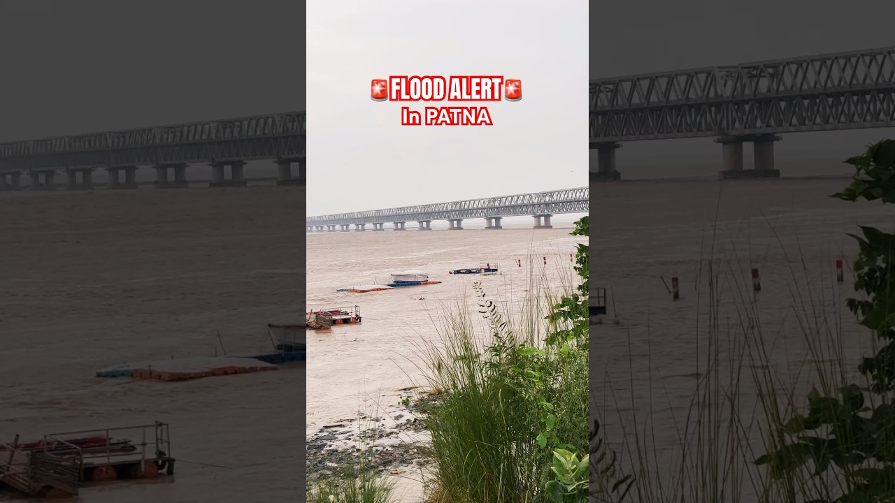 Patna🔥Flood Alert😯Ganga का Paani Road तक🔥पटना में Flood Alert🚨 #shorts #marinedrivepatna #patna