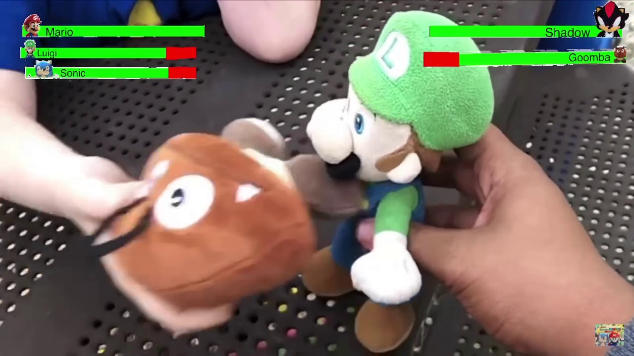 Mario, Luigi & Sonic vs. Shadow & Goomba with Healthbars