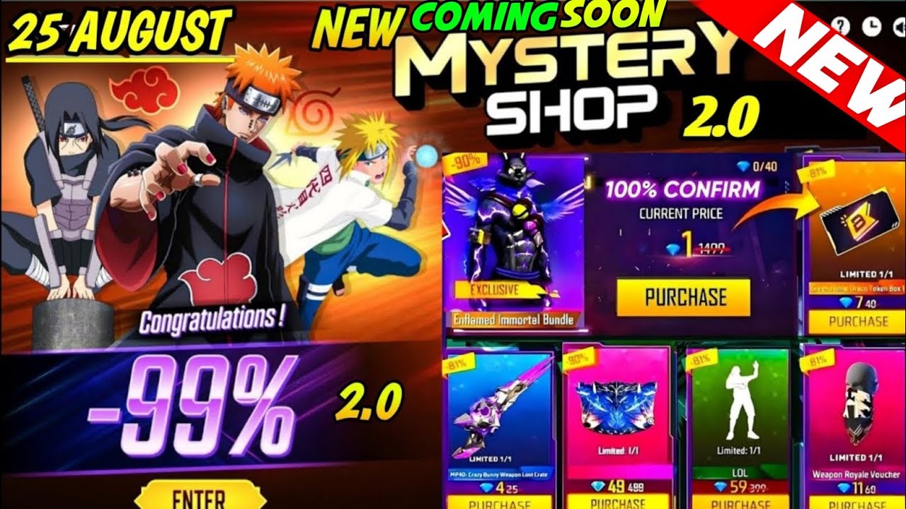 New Mystry Shop Free fire 2025 🔥🥰🥳!! New Incoming Myster Shop of free fire FF mystery Shop FFNewShop