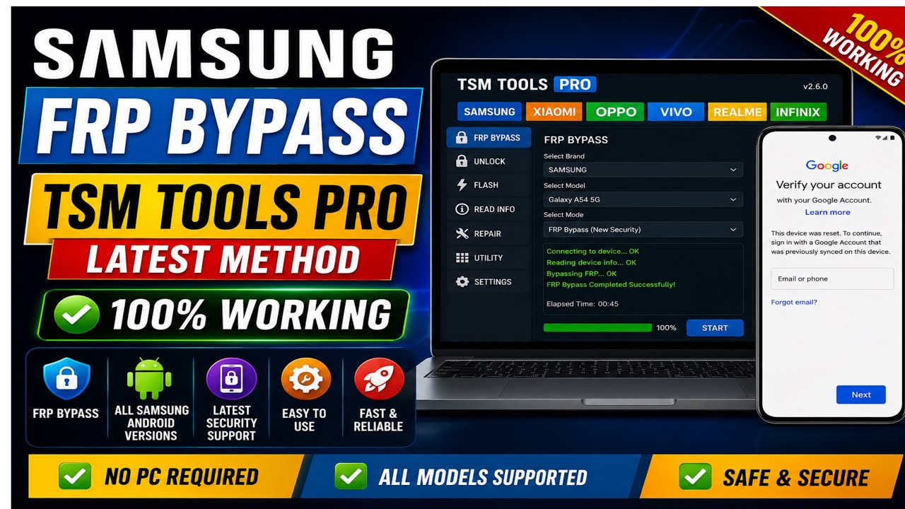 All Samsung FRP Bypass 2025 | TSM Tools Pro Latest Method | No Knox Trip | 100% Working