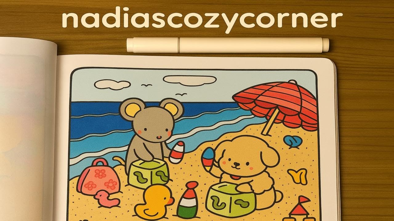Cute Beach Day Coloring With Ohuhu Markers | @nadiascozycorner