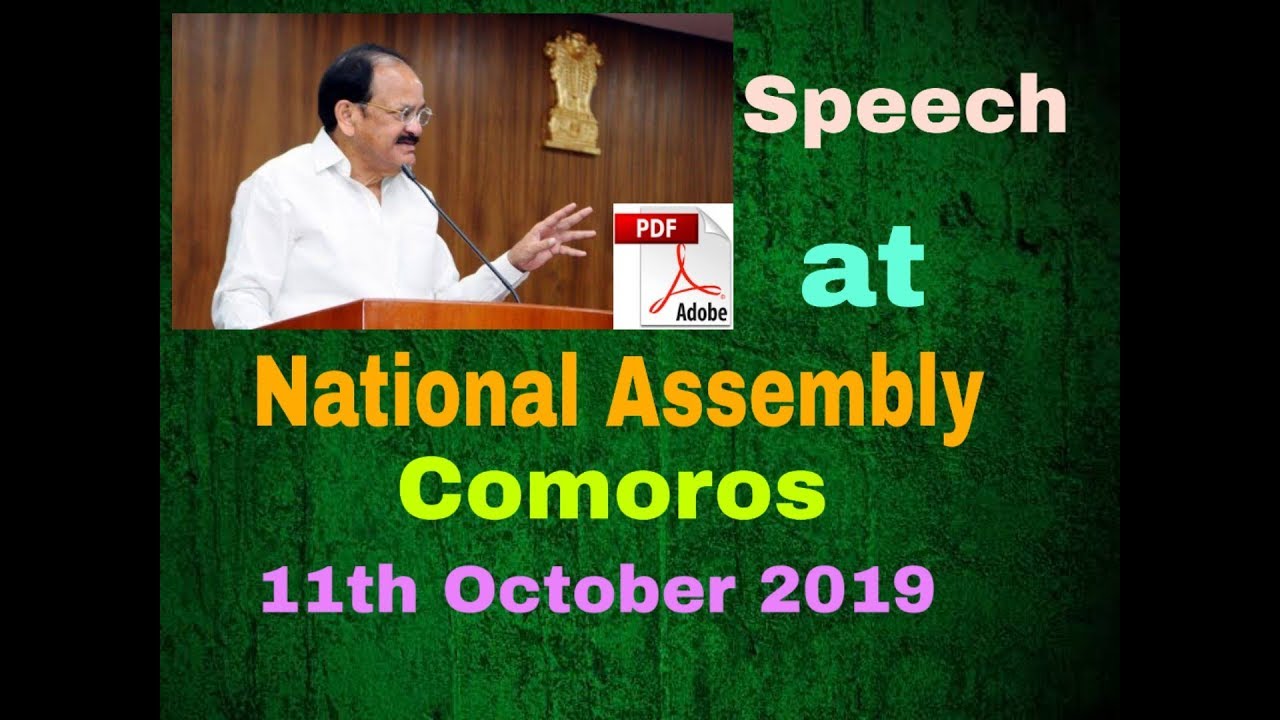 100 wpm, Vice President speech at National Assembly in Comoros, shorthand dictation