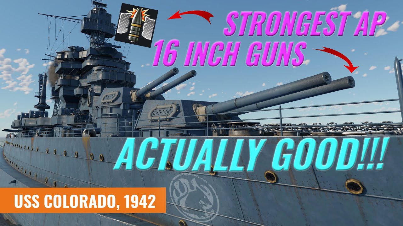 USS Colorado, 1942 — 16-дюймовый бронебойный снаряд США в действии! [War Thunder]