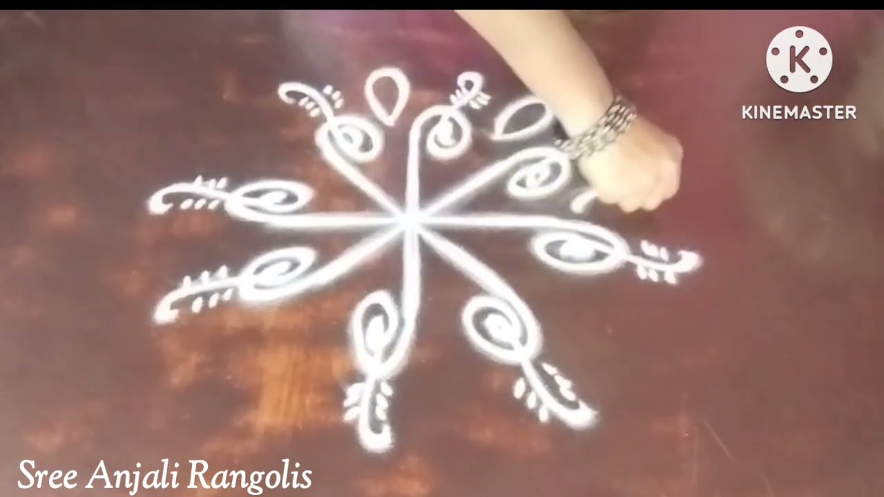 Easy and simple rangoli 🌼 free hand Rangoli 🌸 simple flower rangoli 🏵️ easy rangoli design 🌺