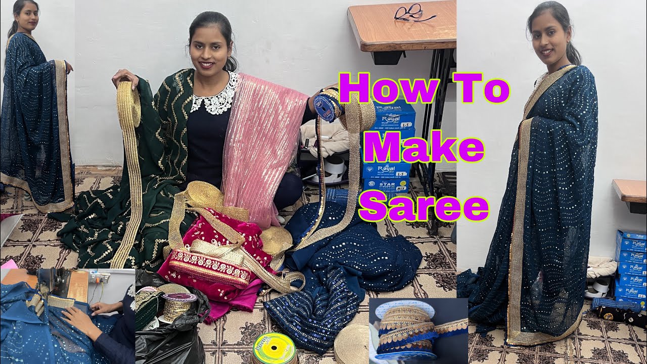 साड़ी कितने मीटर की होती है/कितने मीटर लेस लगती है सभी Doubts Clear/How to make Saree