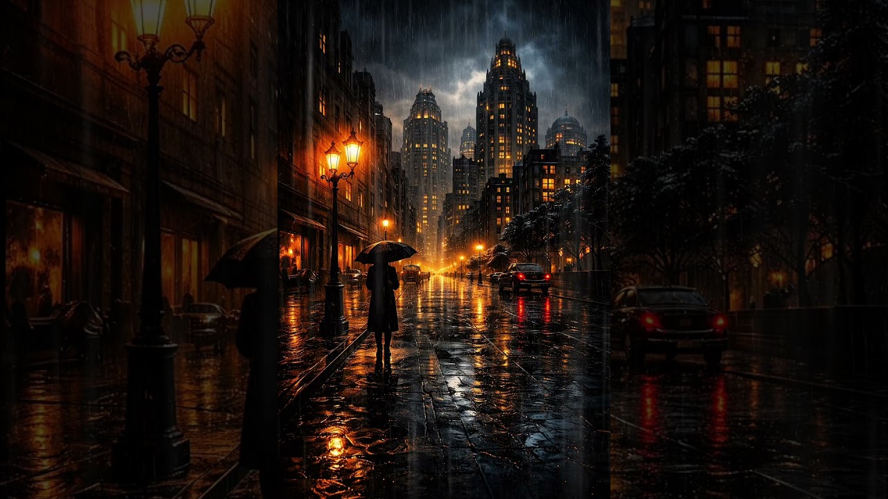Rainy Night Jazz 🌧️ Soft Piano & City Ambience for Relaxing, Studying, Sleeping