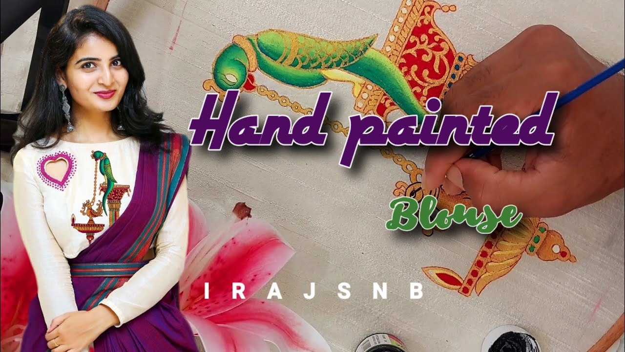 #3video Hand painted Parrot Design on blouse || Blouse design || IrajSNB