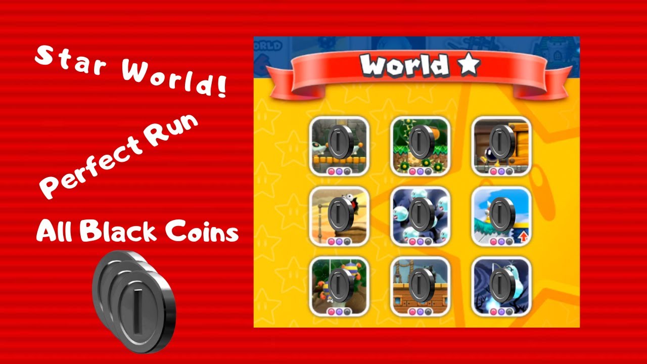 Super Mario Run | Full Star World - All Black Coins - Perfect Run