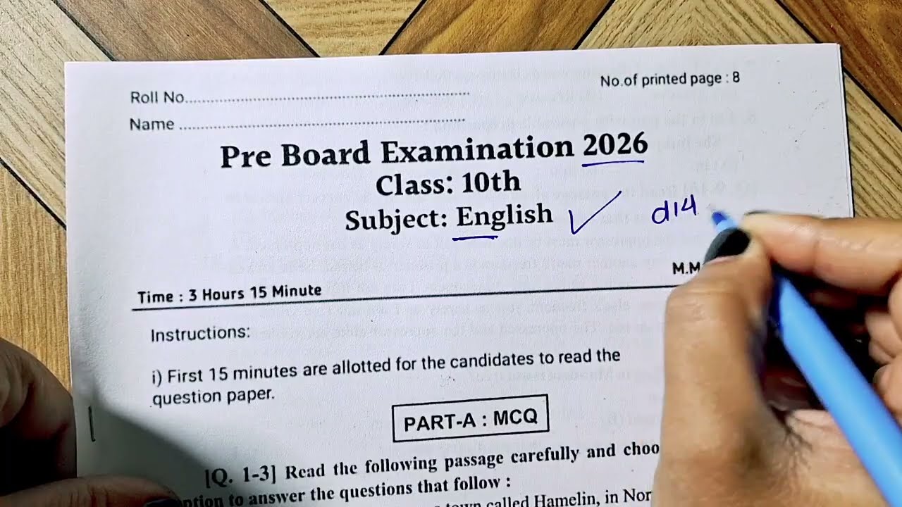 class 10th English Pre board exam paper 2026 full solution ,// कक्षा 10वीं अंग्रेजी प्री बोर्ड पेपर
