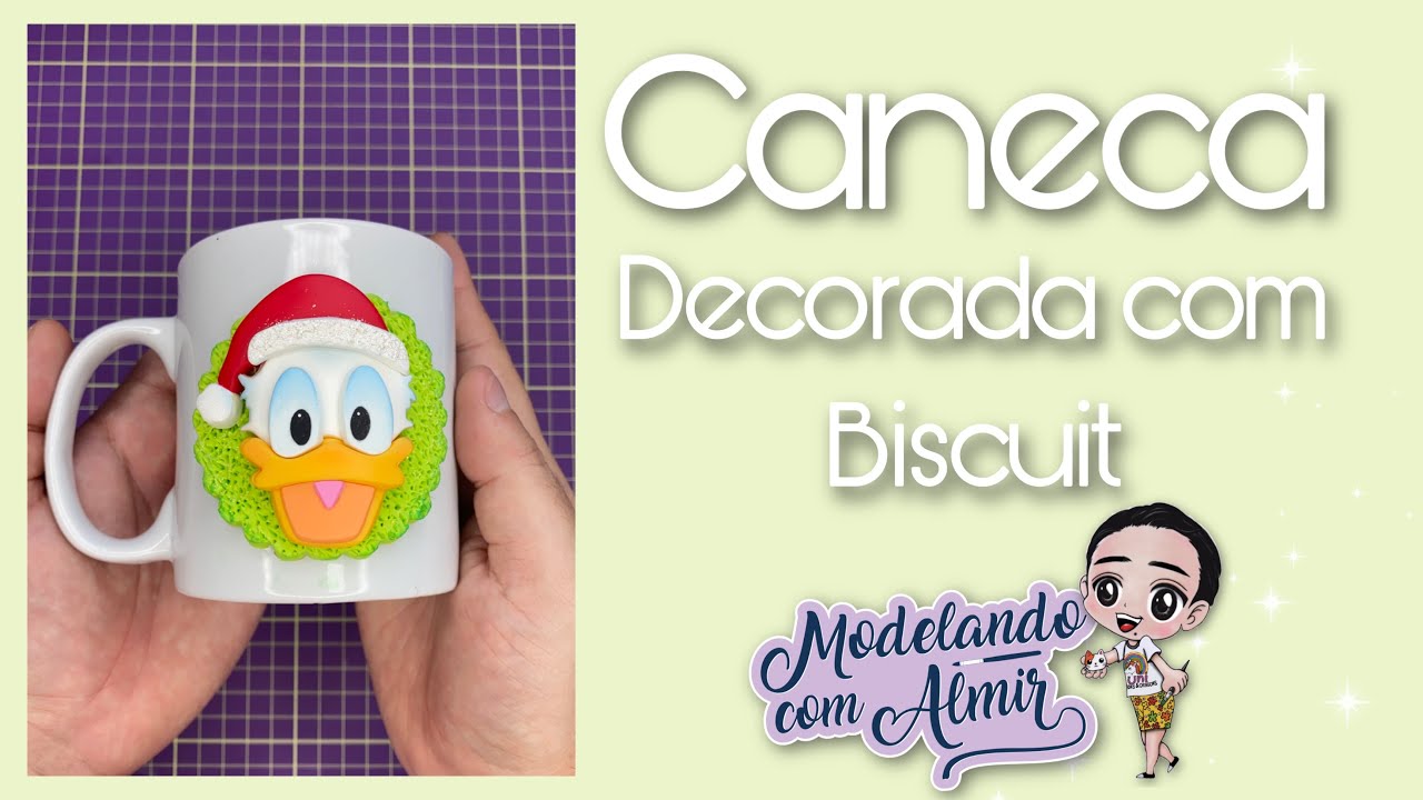 DIY | Caneca Decorada com Biscuit | Donald Natalino | Loja Modelando com Almir
