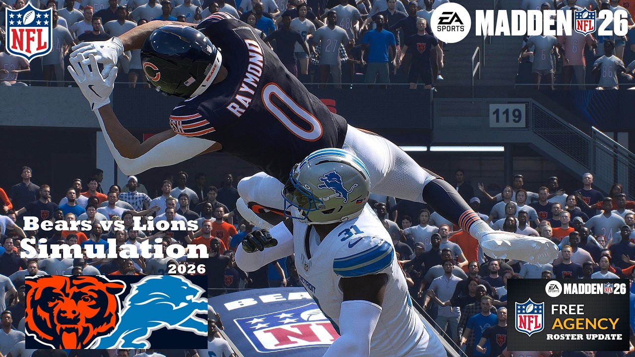 Madden 26 Kalif Raymond Bears vs Isiah Pacheco Detroit Lions Updated Roster Simulation 2026 GamePlay