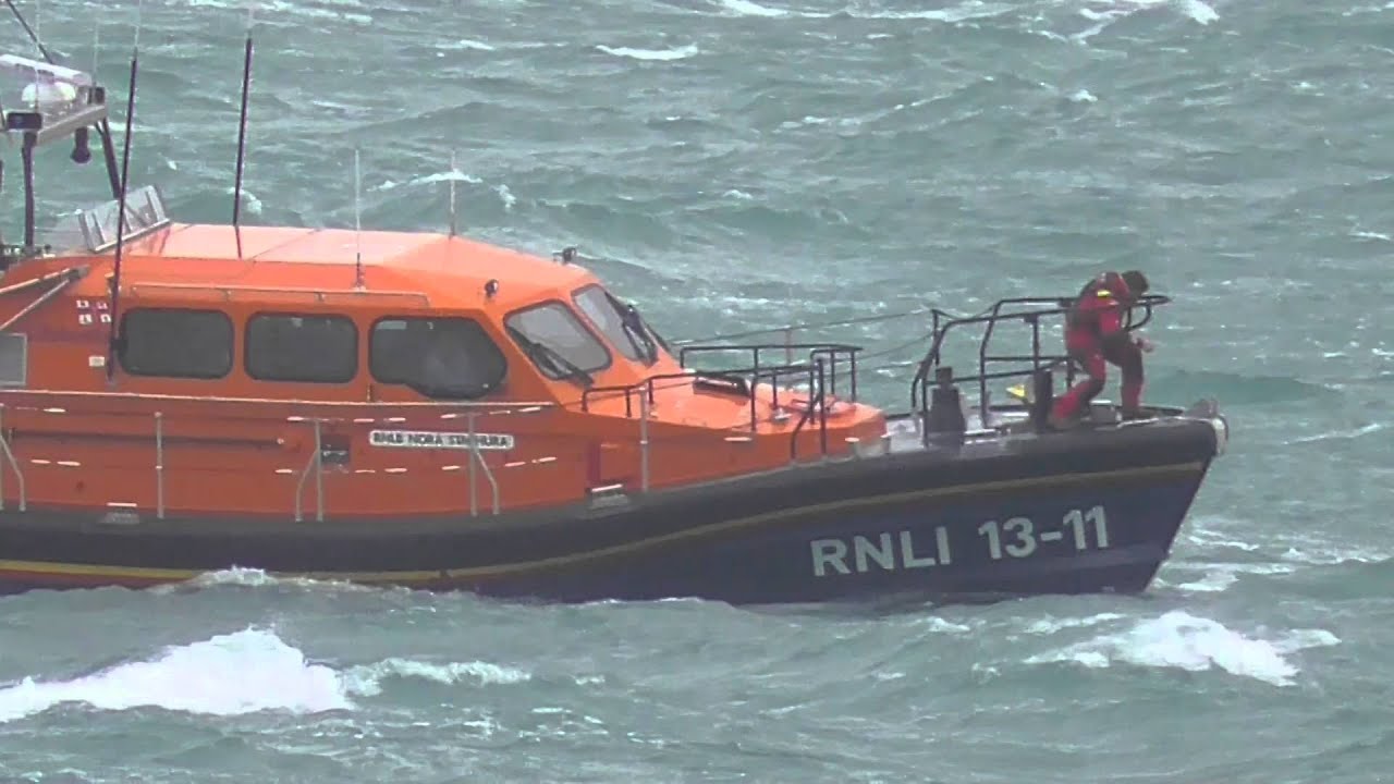RNLI 13-11 St Ives Lifeboat Leaving Brixham Harbour 9th March 2016