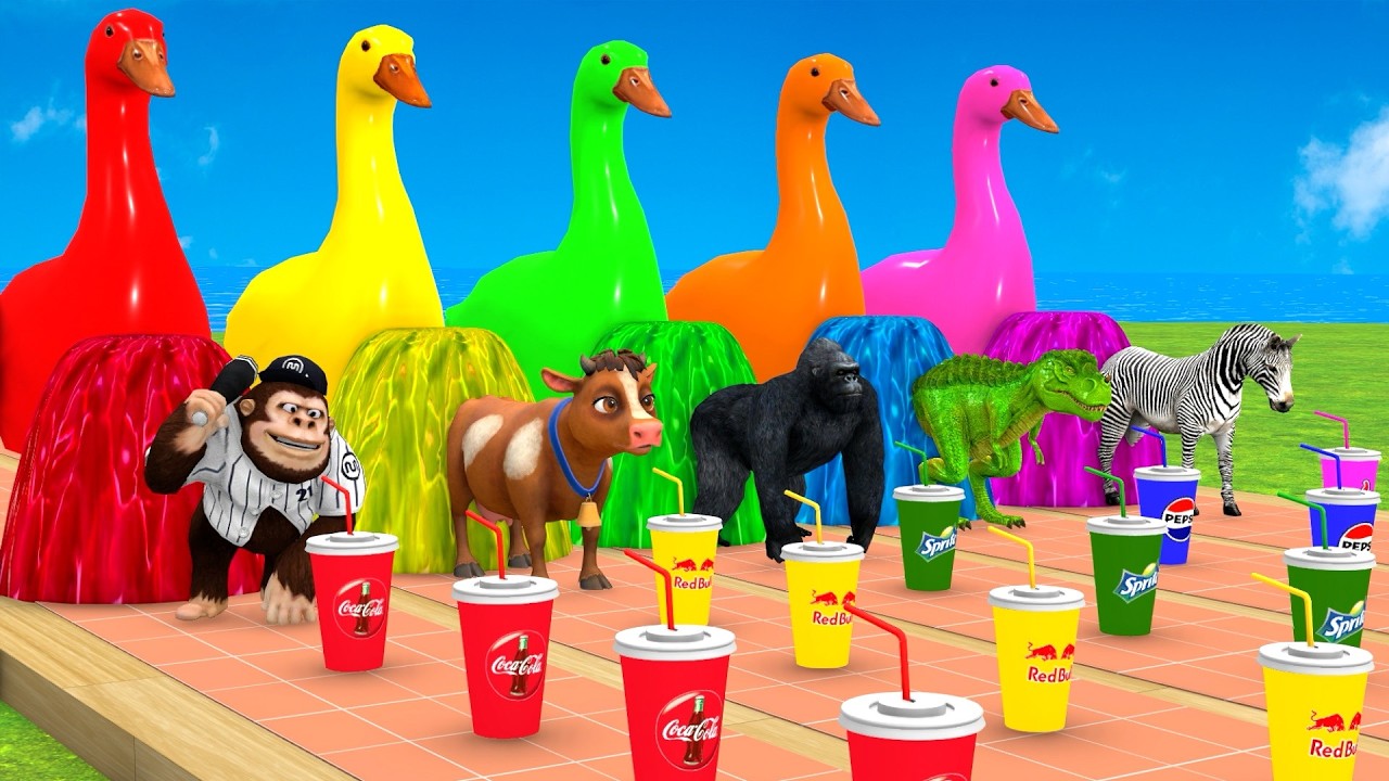 Long Slide Game With Elephant Gorilla Buffalo Hippopotamus Tiger 3d Animal Game Funny 3d Animals