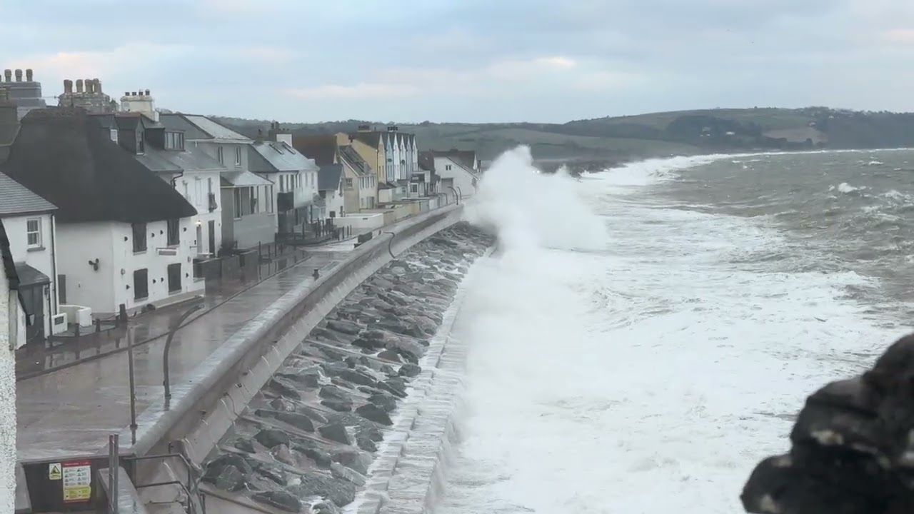 Easterly Winds  battering  Village of Torcross, Devon, UK