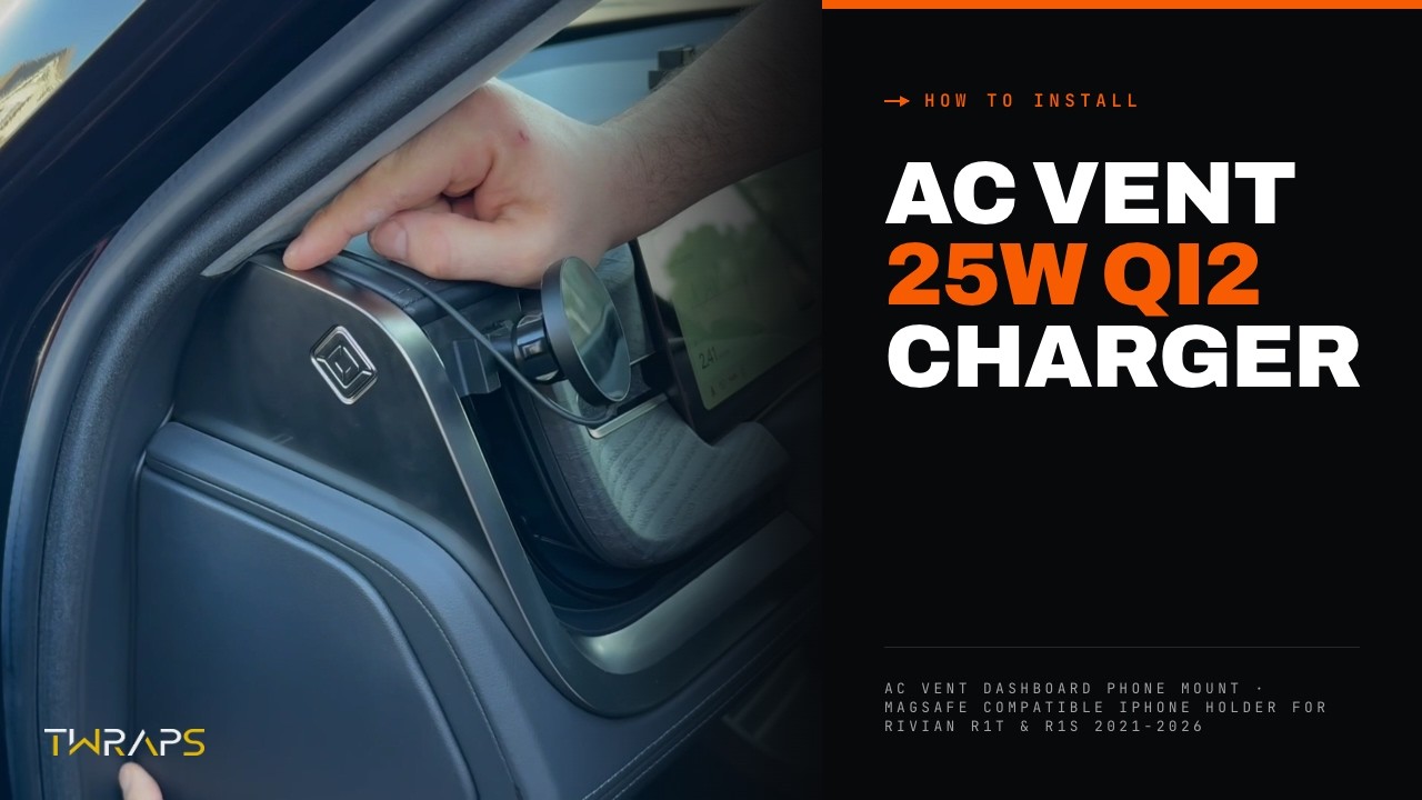 Dashboard Phone Mount / Qi2 Charger for Rivian R1S and R1T (Gen1 & Gen2) by TWRAPS
