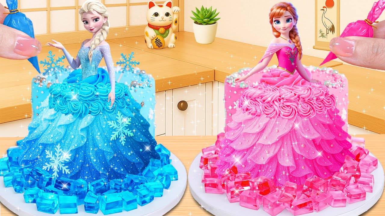 Frozen Elsa & Anna Doll Dress Cakes ❄️🎂 | アナとエルサのドールドレスケーキ | Sweet Japan