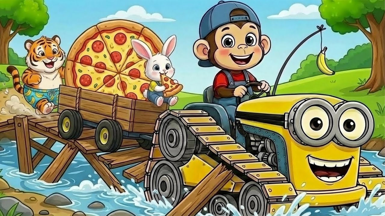 Monkey Funny | Farm Story with Chubby Tiger and Bunny | Monkey Cartoon