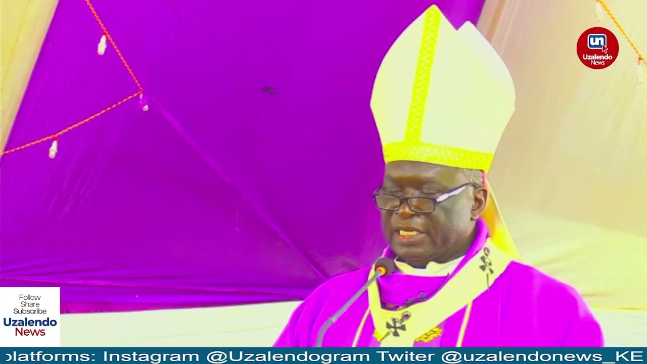 Archbishop Philip Anyolo pays tribute to the late Fr. Peter Mutunga Kiarie during his funeral mass