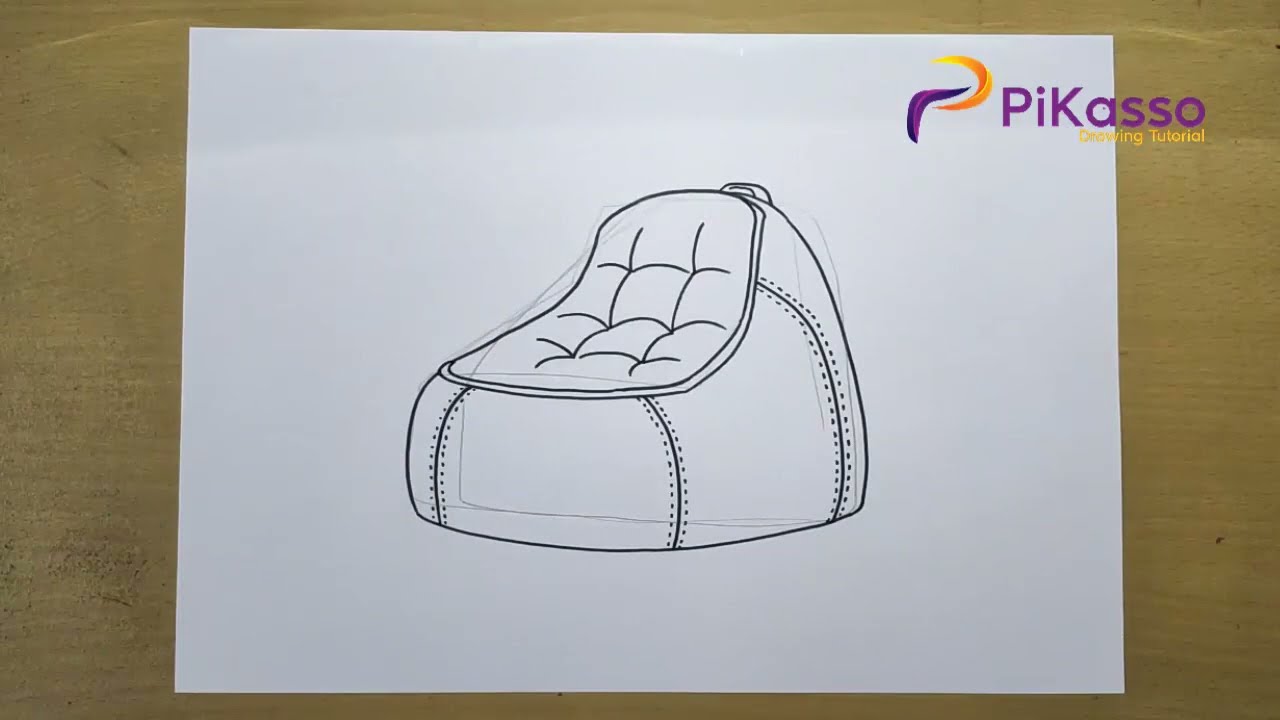How to Draw a Bean Bag Easy step by step
