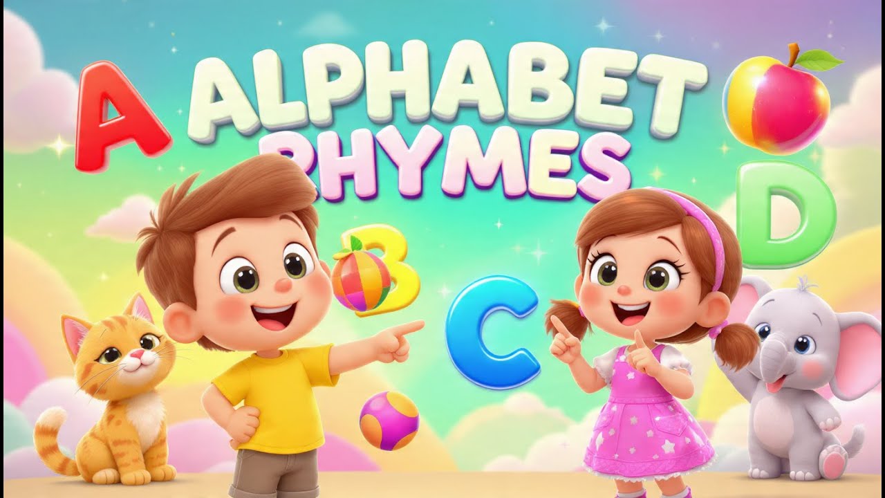 Alphabet Rhymes for Kids | ABCD Learning Song with Animals, Apple & Ball