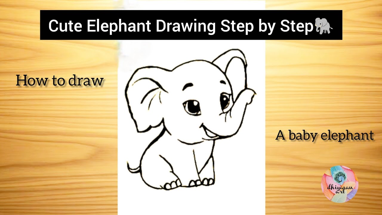 Cute Elephant Drawing Step by Step | Easy Elephant Drawing for Beginners 🐘 @dhiyasan