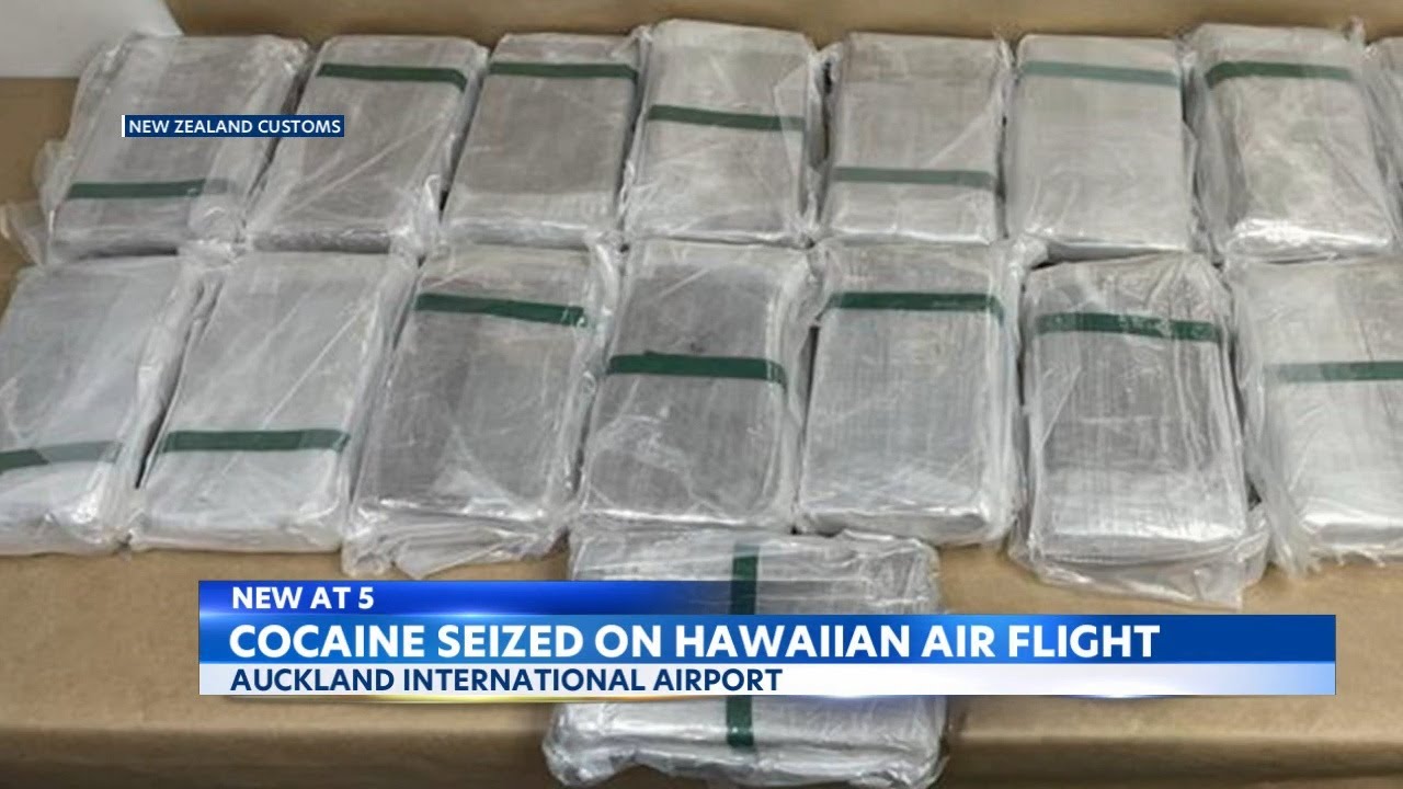 Over 220 lbs of cocaine found in New Zealand from a Hawaiian Airlines flight