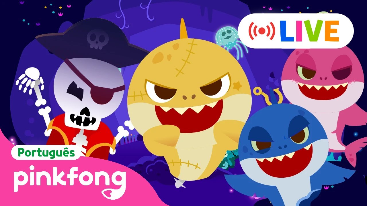 AO VIVO 🎃 Feliz Halloween com Família Tubarão | Pinkfong, Bebê Tubarão! Canções para Crianças