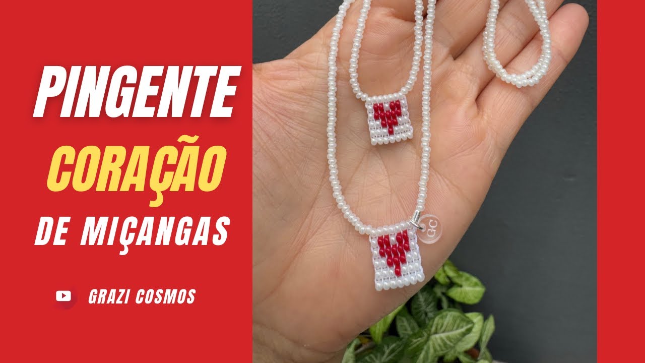 Coração de miçangas DIY - pingente para colar e escapulário #miçangas #acessorios