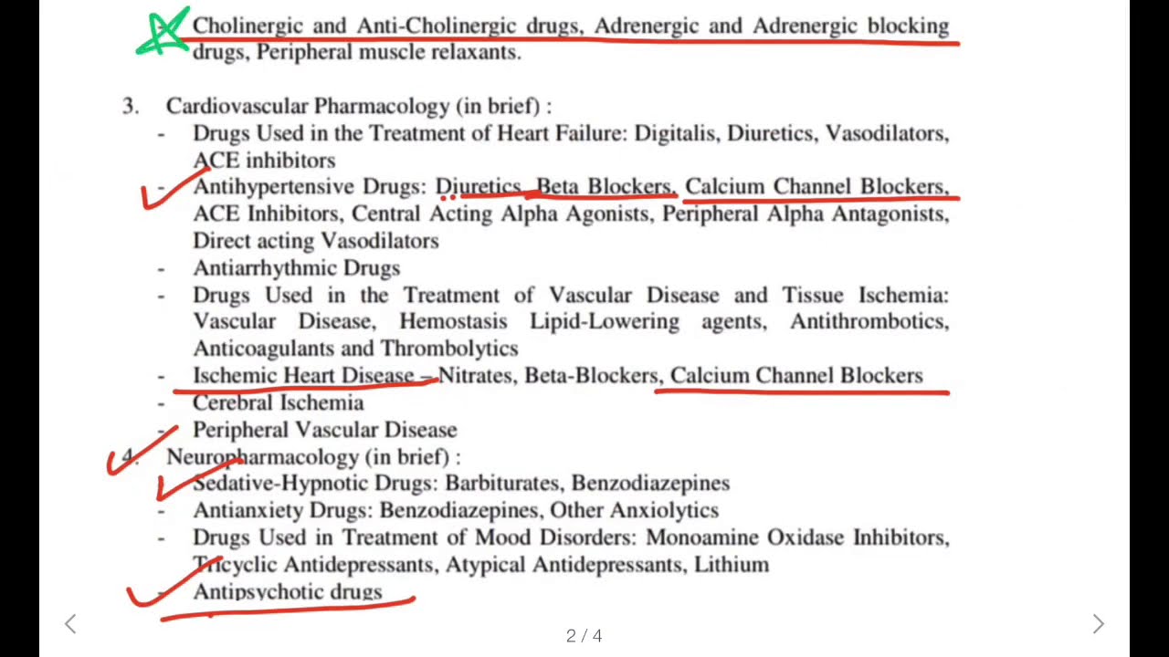 Pharmacology Important questions / BPT second year