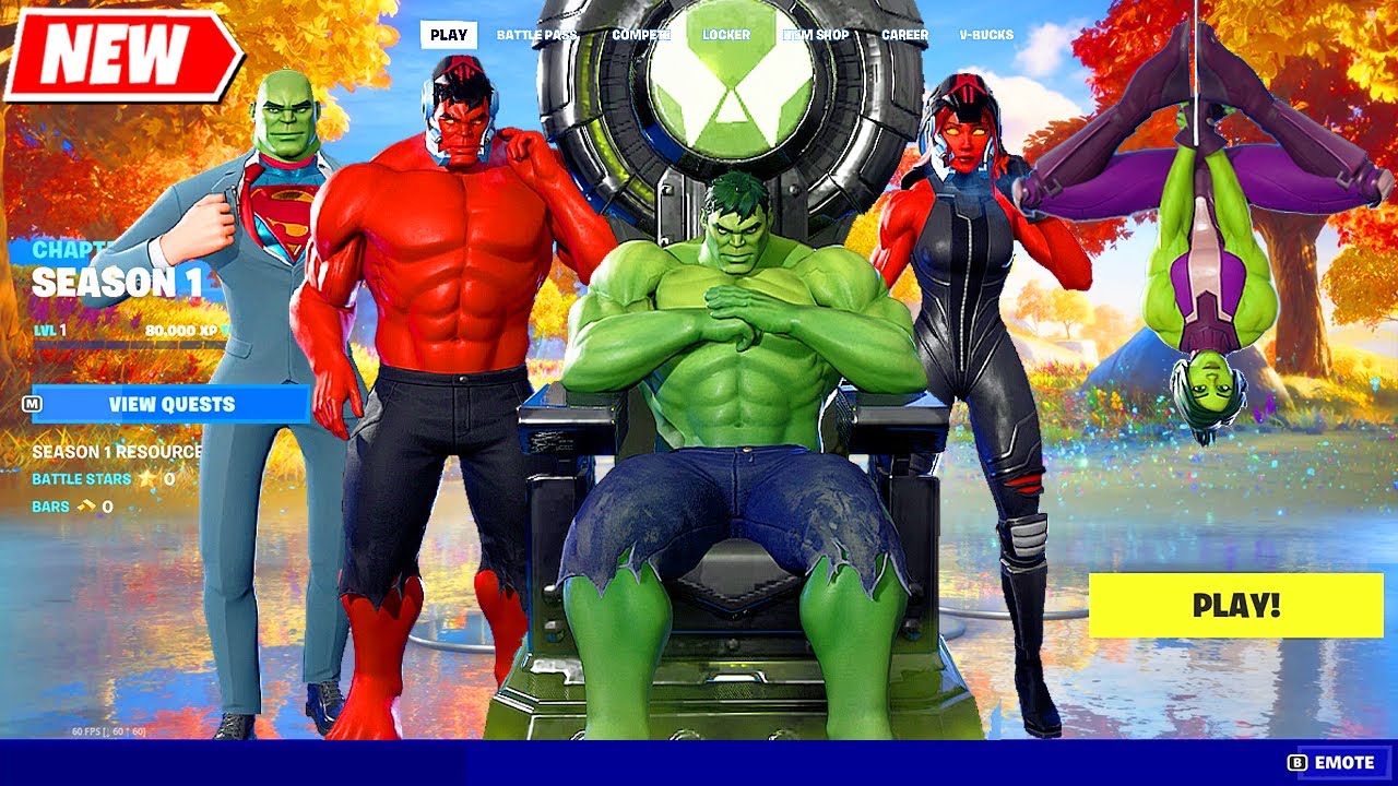 Fortnite HULK and She-Hulk doing Funny Built-In Emotes 