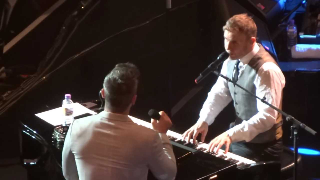 Gary Barlow & Robbie Williams + Gary singing 