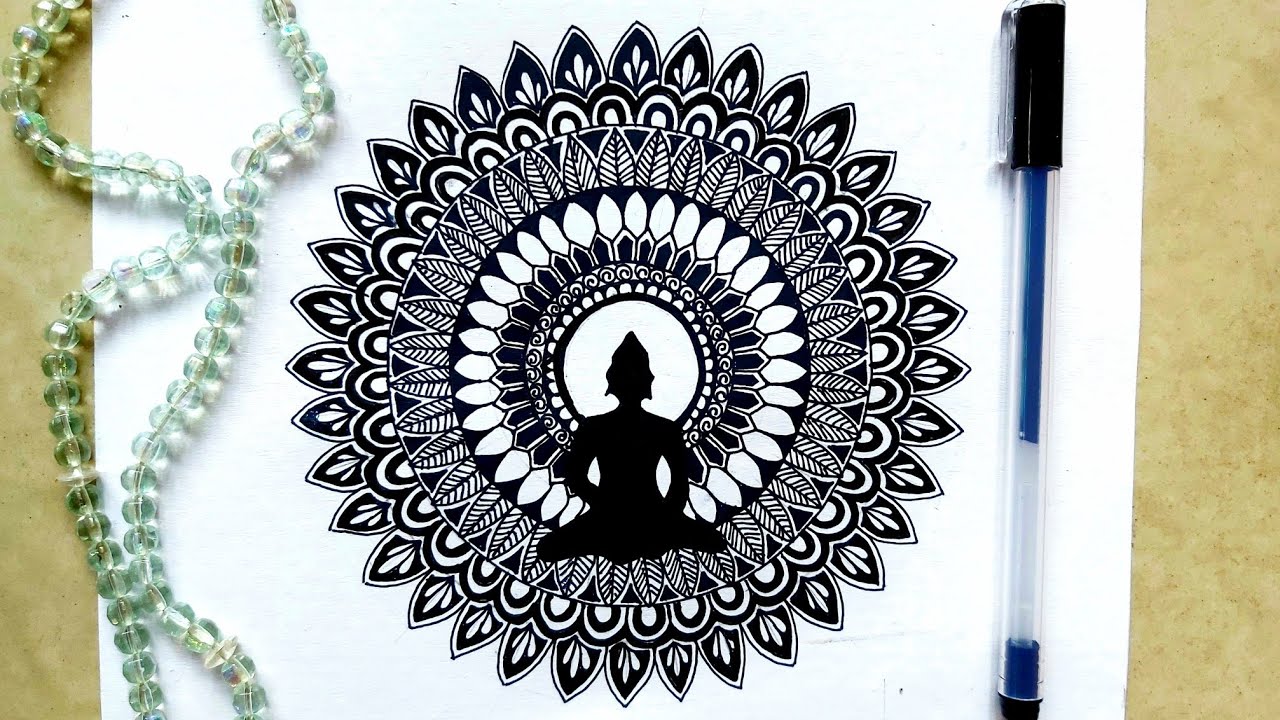 How to Draw MANDALA ART for Beginners | Step by Step | Buddha Mandala | Mandala Drawing