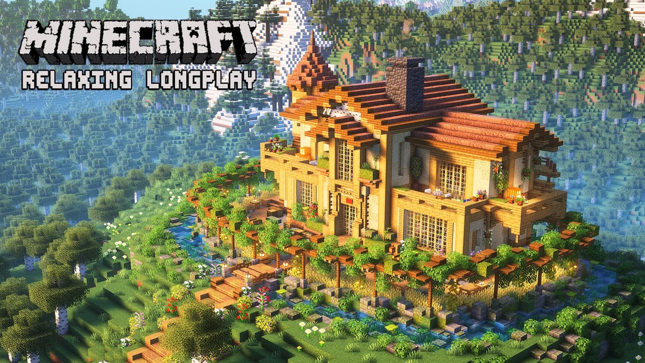 We Survived and Built a Hilltop Survival Base | Minecraft Relaxing Longplay (No Commentary)