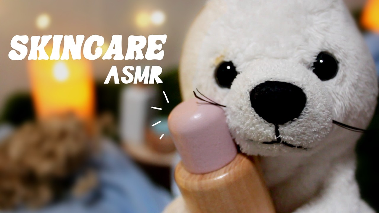 ASMR | Forest Spa Skincare Ritual With Babyseal🌿 (Layered sound, wooden toy, facial)