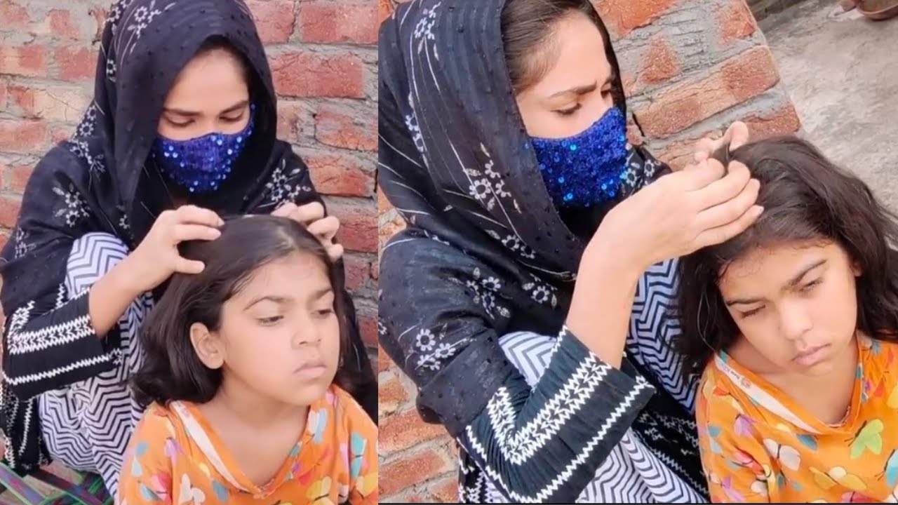 Little village girl aneza  short beautiful hair checking by Natasha